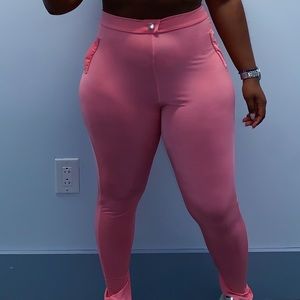 PLT Pink Disco Split Hem Skinny Pants